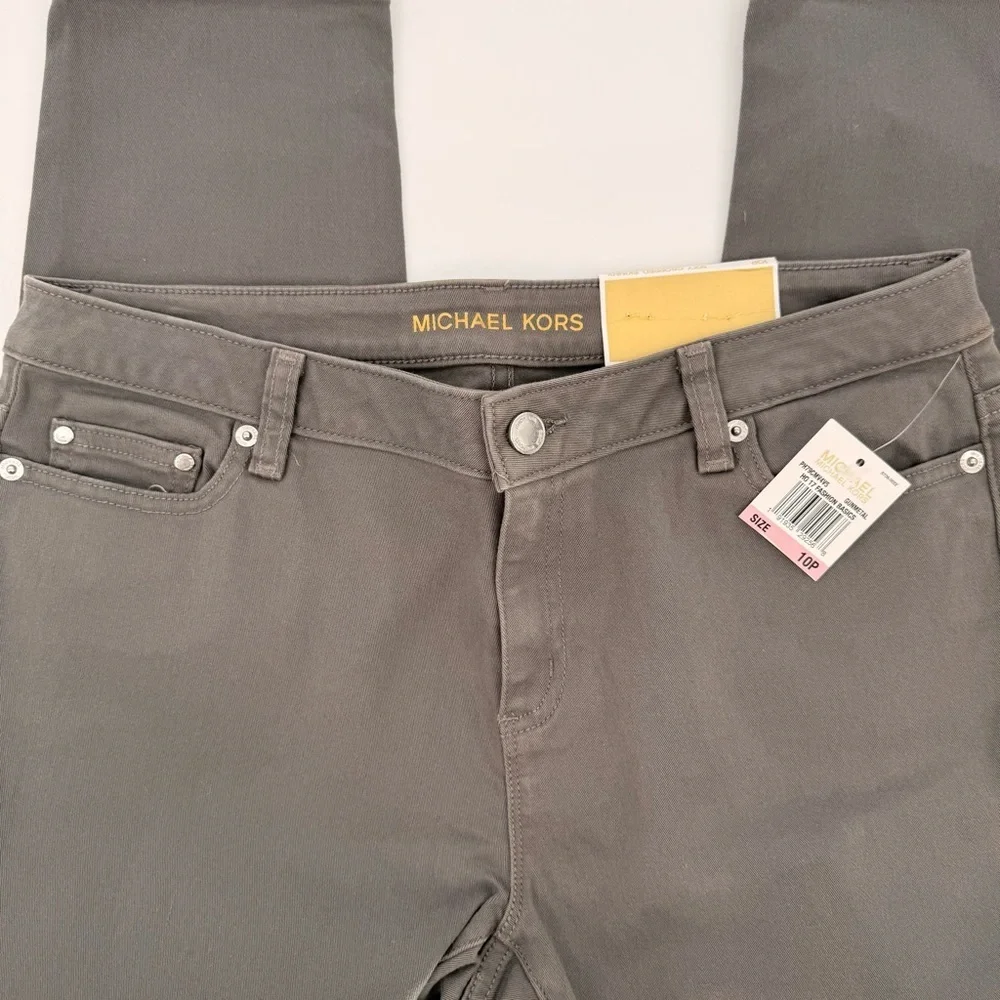 NWT MICHAEL Michael Kors Izzy Cropped Skinny Gray Jeans Size 10P